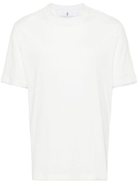 T-krekls ar apaļu kakla izgriezumu Brunello Cucinelli balts