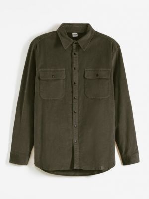 Вельветовая рубашка с длинным рукавом свободного кроя John Baner Jeanswear зеленая