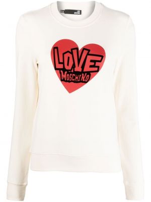 Raštuotas džemperis su širdelėmis Love Moschino balta