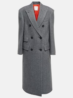 Palton de lână cu model herringbone Sportmax gri