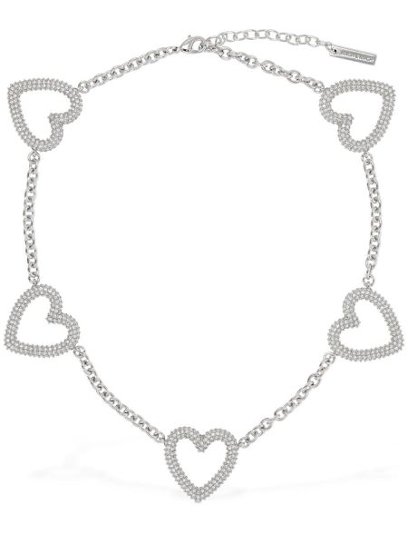 Ogrlica s kristalima s uzorkom srca Mach & Mach srebrena