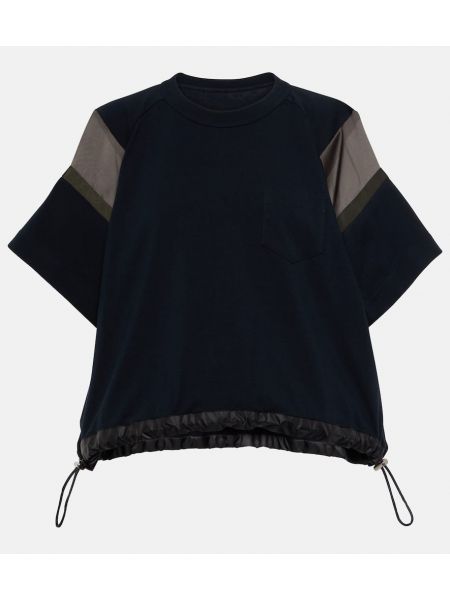 Camiseta de algodón de tela jersey Sacai azul