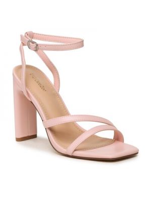 Sandale din piele din piele ecologică cu motiv cu inimi Deezee roz