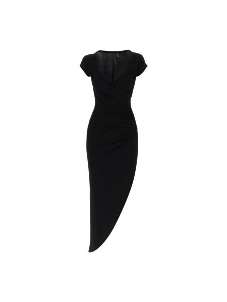 Czarna sukienka midi z dekoltem w serek Norma Kamali