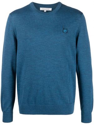 Вълнен пуловер Maison Kitsuné синьо