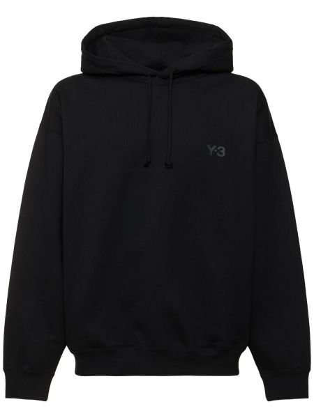 Hoodie i bomull i flanell Y-3 svart