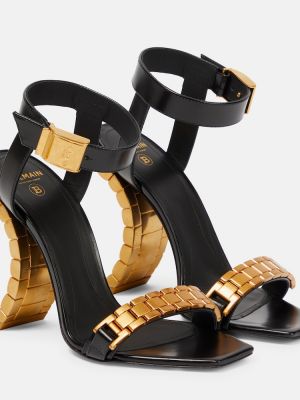 Kožené sandály Balmain černé