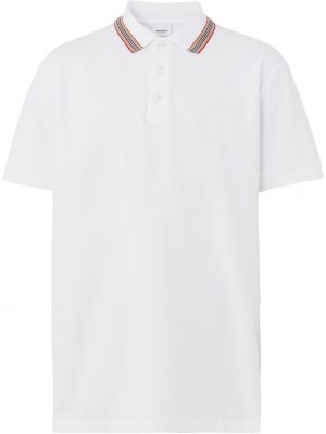 Svītrainas kokvilnas polo krekls Burberry balts