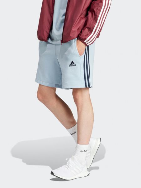 Pantaloni scurți de sport cu dungi Adidas albastru