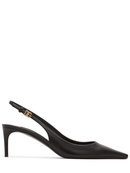 Slingback hæler lær flate sko Dolce & Gabbana svart