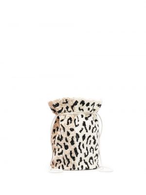 Perlen tasche mit print mit leopardenmuster Ganni braun