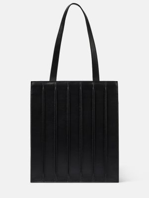 Slim fit kožená nákupná taška Max Mara čierna