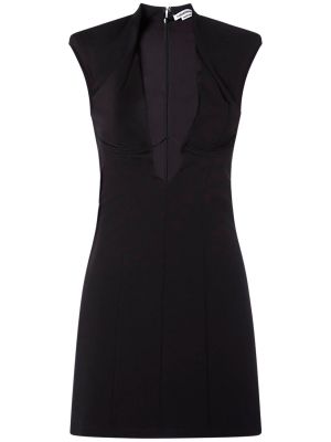 Mini haljina bez rukava s v-izrezom od jersey Alessandro Vigilante crna