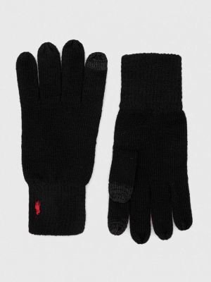 Vlněné rukavice Polo Ralph Lauren černé