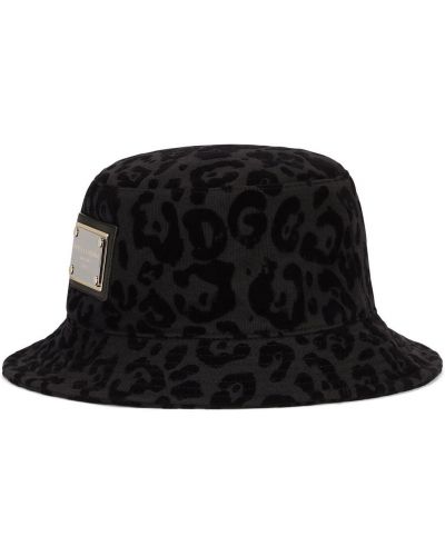 Kapa s potiskom z leopardjim vzorcem Dolce & Gabbana črna