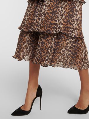Leopardí midi šaty s potiskem Ganni