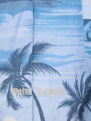 Λινό παντελόνι Palm Angels μπλε