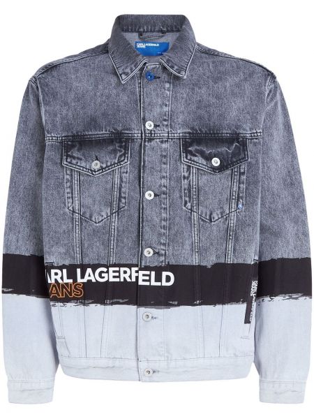 Tryckt lång jacka Karl Lagerfeld Jeans grå