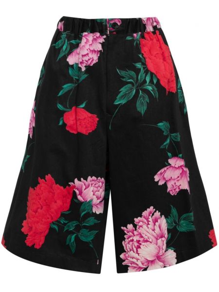 Kratke hlače s cvjetnim printom s printom Yohji Yamamoto crna