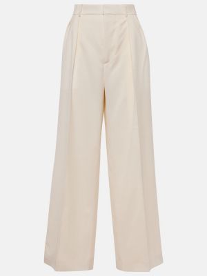 Vlněné kalhoty s vysokým pasem relaxed fit Wardrobe.nyc bílé