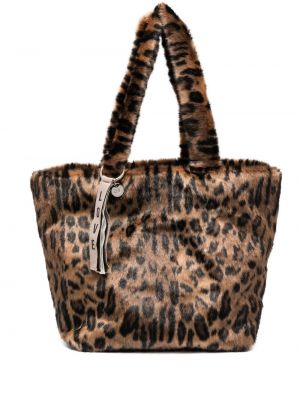 Leopard trykt pels shoppingbag Red(v) rød