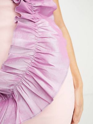 Розовое мини-платье Band Of Stars Premium с контрастной отделкой и оборками