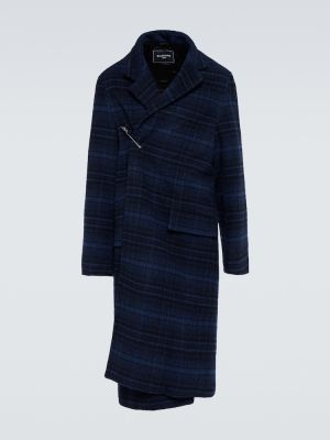 Cappotto di lana a quadri Balenciaga nero