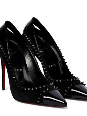 Велурени полуотворени обувки Christian Louboutin черно