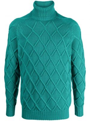 Vlnený sveter s vzorom argyle Drumohr zelená
