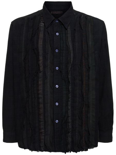 Βαμβακερό πουκάμισο φανελένιο Needles μαύρο