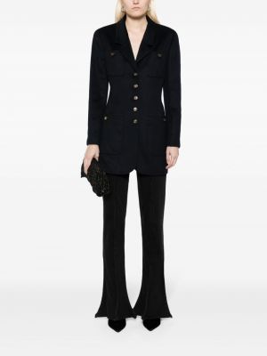 Manteau à boutons en cachemire Chanel Pre-owned noir