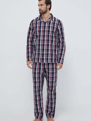 Pamučna pidžama s printom Tommy Hilfiger plava