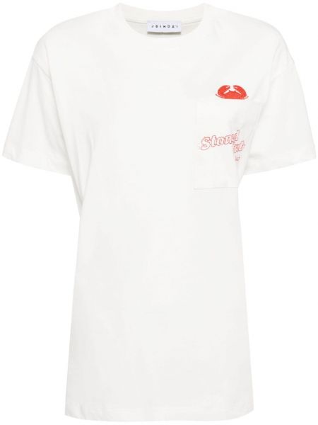 T-shirt brodé en coton à imprimé Joshua Sanders blanc