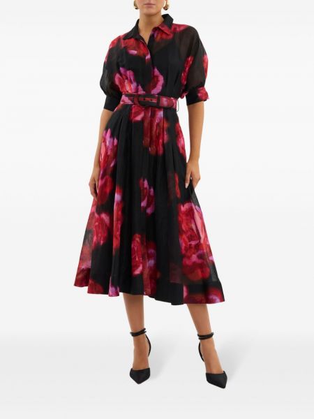 Květinové midi šaty s potiskem Rebecca Vallance černé