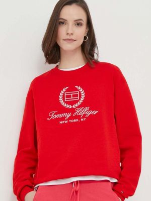 Хлопковый свитер с аппликацией Tommy Hilfiger красный