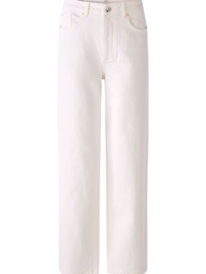 Bavlnené džínsy s vysokým pásom na zips Oui - biela