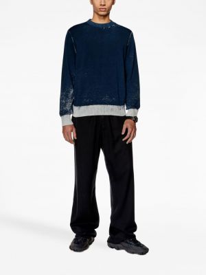 Sweter z przetarciami bawełniany Diesel niebieski