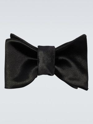 Bavlnená hodvábna kravata s mašľou Brunello Cucinelli čierna