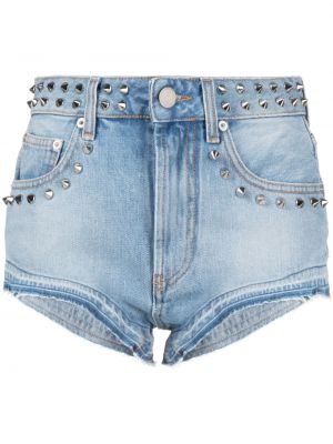 Shorts di jeans con borchie Alessandra Rich blu
