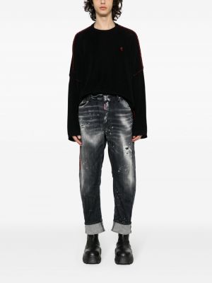 Distressed straight jeans Dsquared2 schwarz