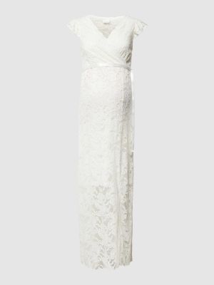 Sukienka długa koronkowa Mamalicious biała