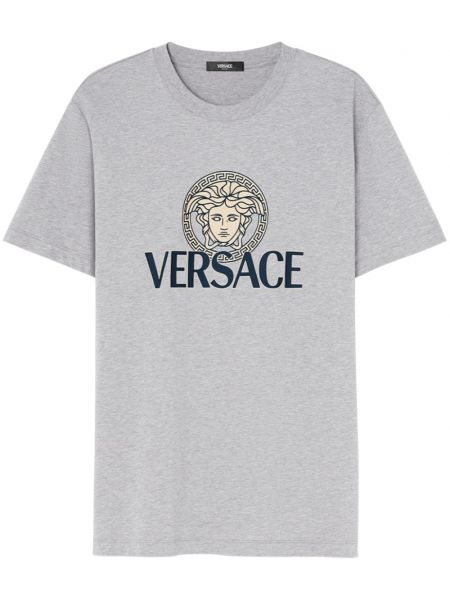 Raštuotas medvilninis marškinėliai Versace pilka