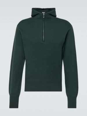Vlněný svetr na zip Burberry zelený