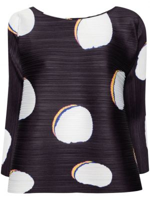 Gepunkteter bluse mit print mit plisseefalten Pleats Please Issey Miyake blau