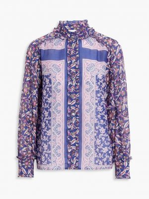 Хлопковая шелковая рубашка с принтом Antik Batik синяя