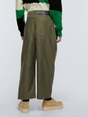 Plisirane bombažne hlače Loewe zelena