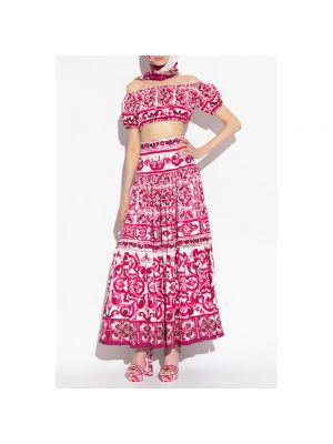 Bluse aus baumwoll mit print Dolce & Gabbana pink