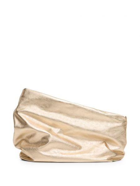 Asimetriska dabīgās ādas clutch somiņa Marsell zelts