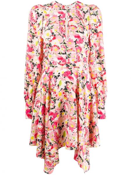 Vestito a fiori asimmetrico con motivo a stelle Stella Mccartney rosa