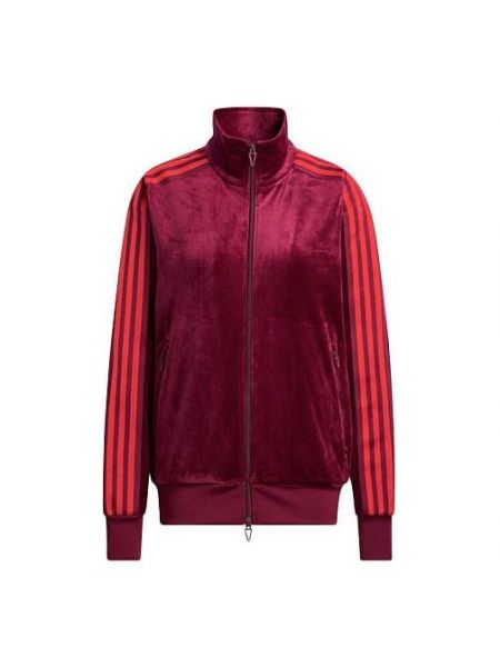 Спортивная бархатная длинная куртка с длинным рукавом Adidas красная